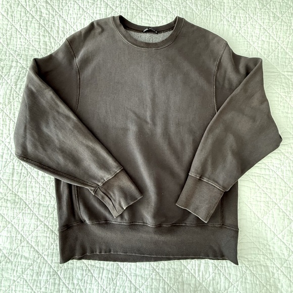 Zara Tops - Zara Brown Sweatshirt with Ribbed Crewneck